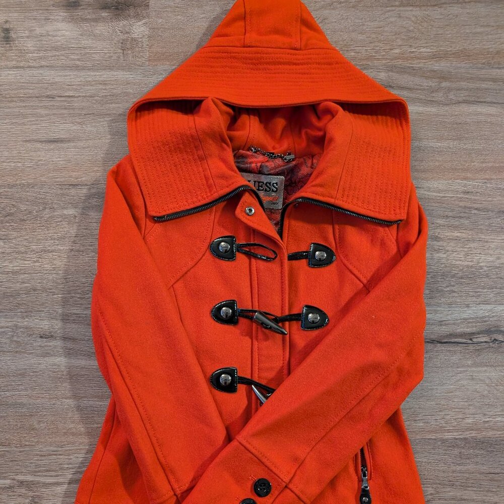 GUESS Toggle Coat with Detachable Hood Rouge